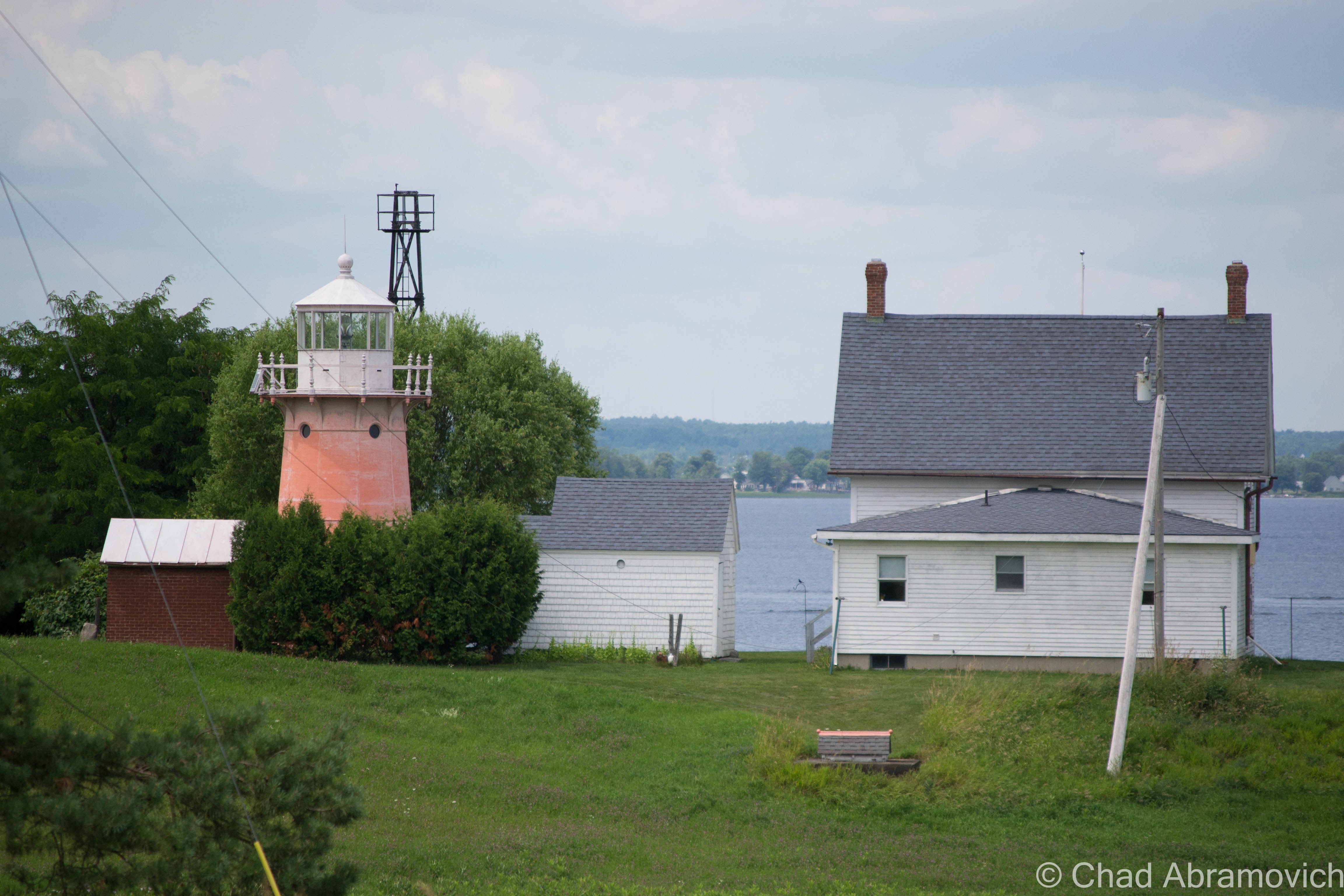 Isle La Motte's Lighthouse, as seen from North Point Road - the best place to get a good view of it, unless you have a boat or a kayak. 