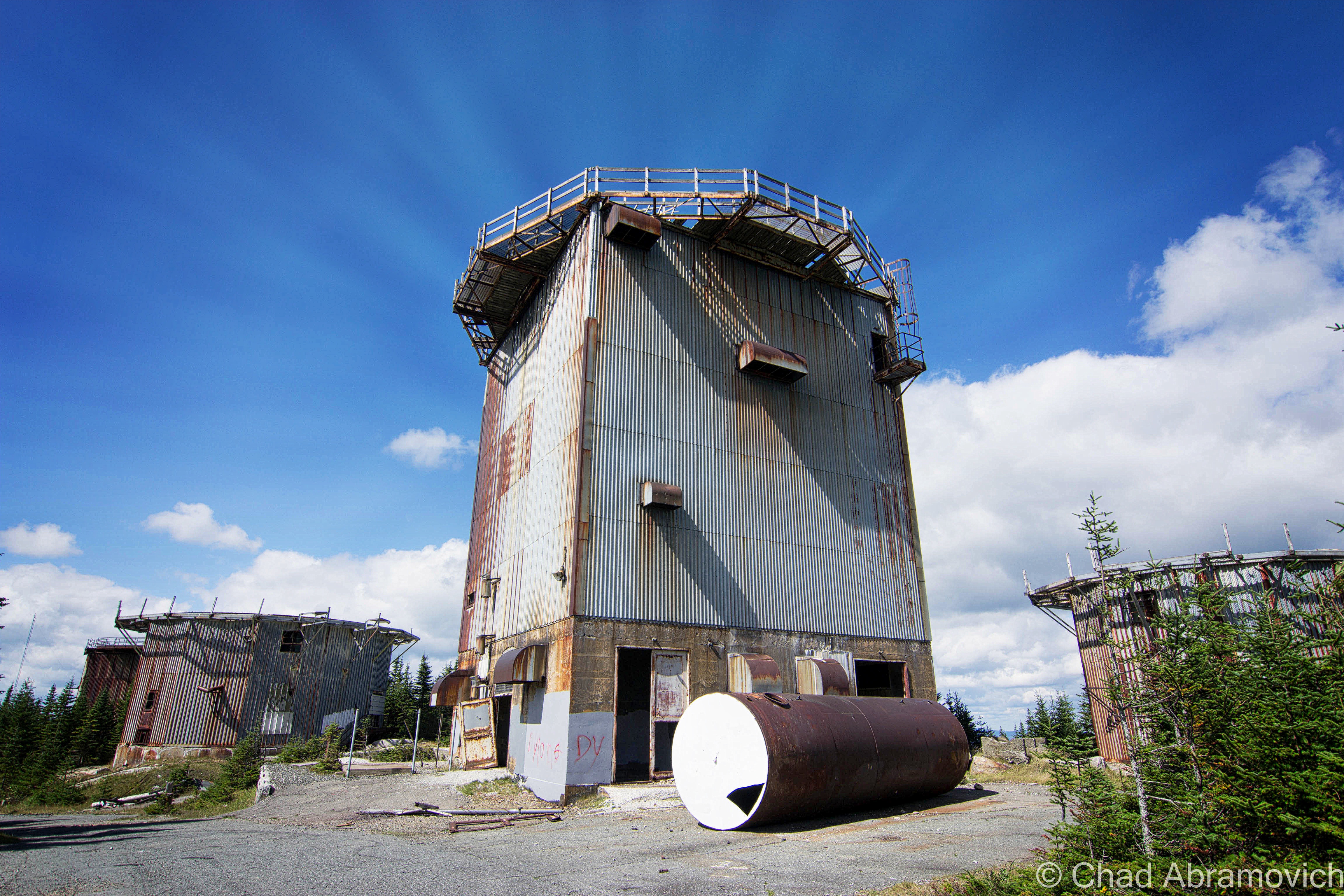 This 5 story tower is the tallest structure on the base, and was never actually completed. It was halted before radar equipment was ever installed because the base was decommissioned. 