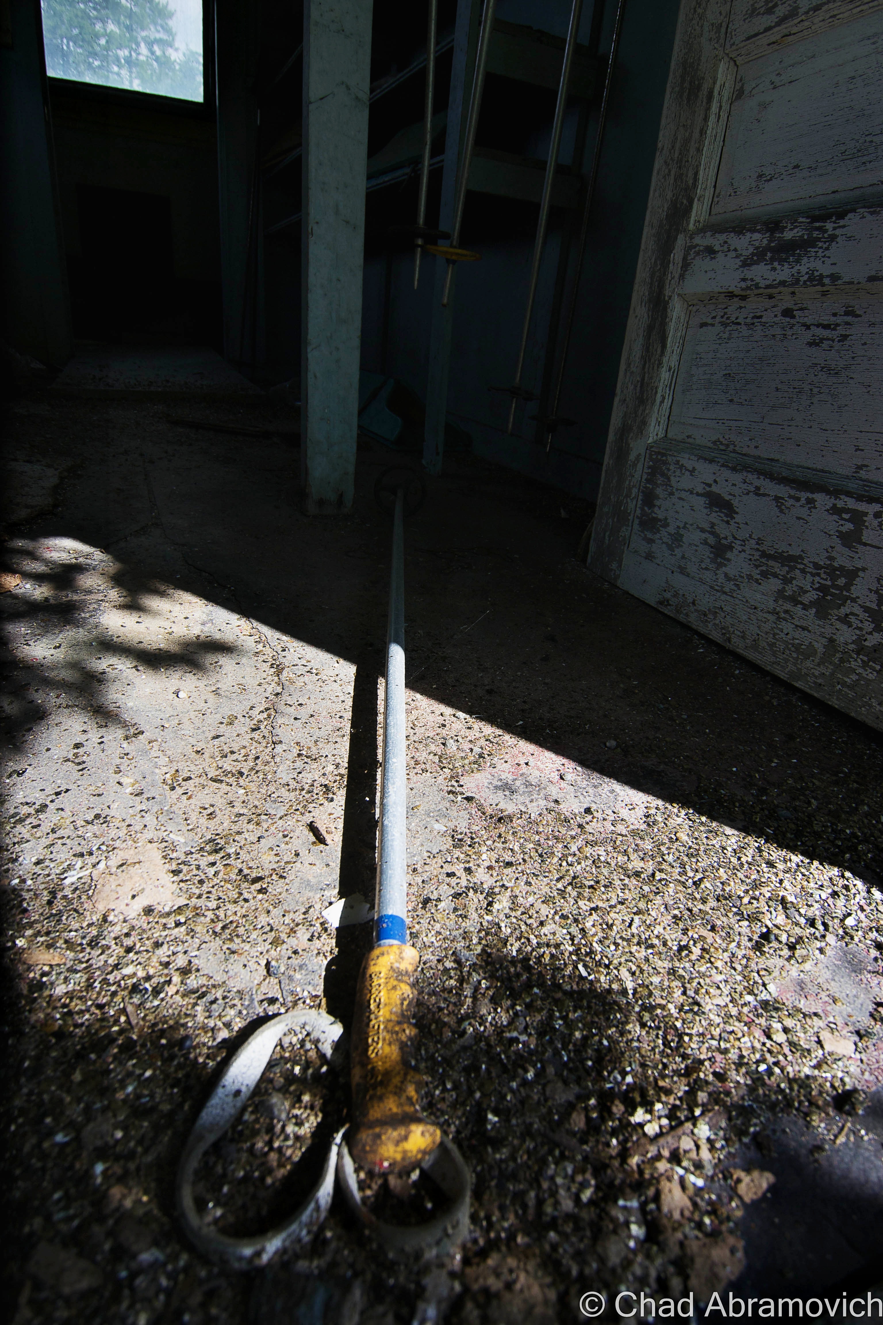 There were still old ski poles left behind in the first aid building 